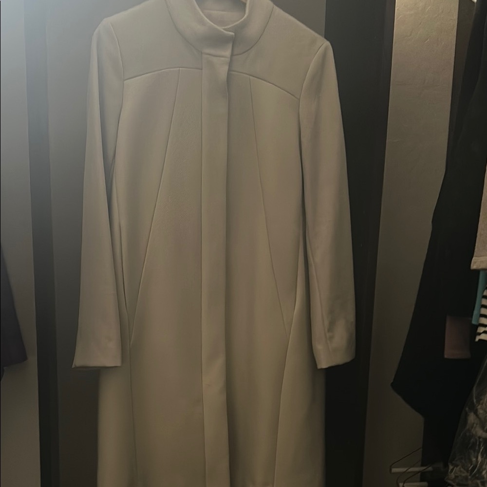 Helmut Lang Zip Front Elegant Cream Coat Size M
